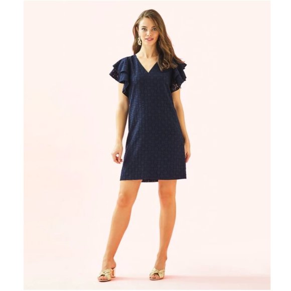 Lilly Pulitzer Kathie Mini Dress in True Navy - Picture 6 of 6